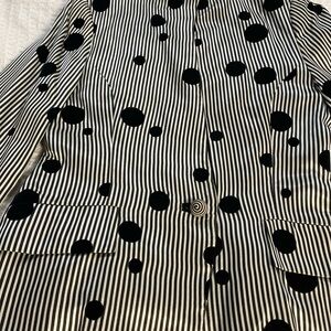 Fariden Pelham London Black & White Striped Blazer with Black Polka Dots
